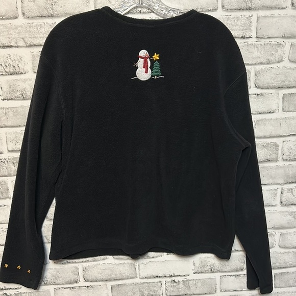 C & B Sport Women Snowman and Stars Button up Christmas Long Sleeve Jacket Small - Picture 7 of 10